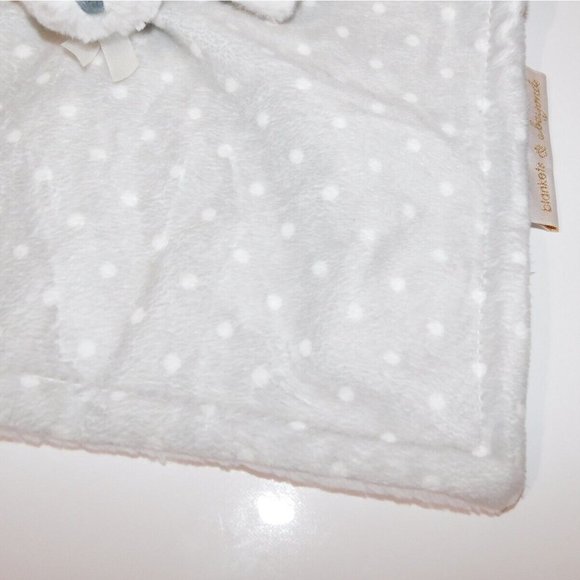 Blankets & Beyond White Bear Gray Polka Dot plush Security Blanket Nunu Lovey - Picture 4 of 5